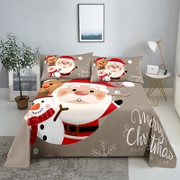 santa claus 0 91 21 51 82 0m digital printing polyester bed flat sheet with pillowcase print bedding set