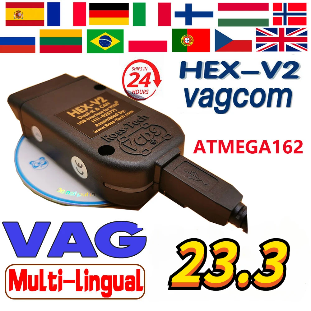 

2023 Newest VAGCOM 23.3.1 VAG COM Popular Vcds Francais Hex V2 FOR VW for AUDI Skoda Seat Vag French English Atmega162