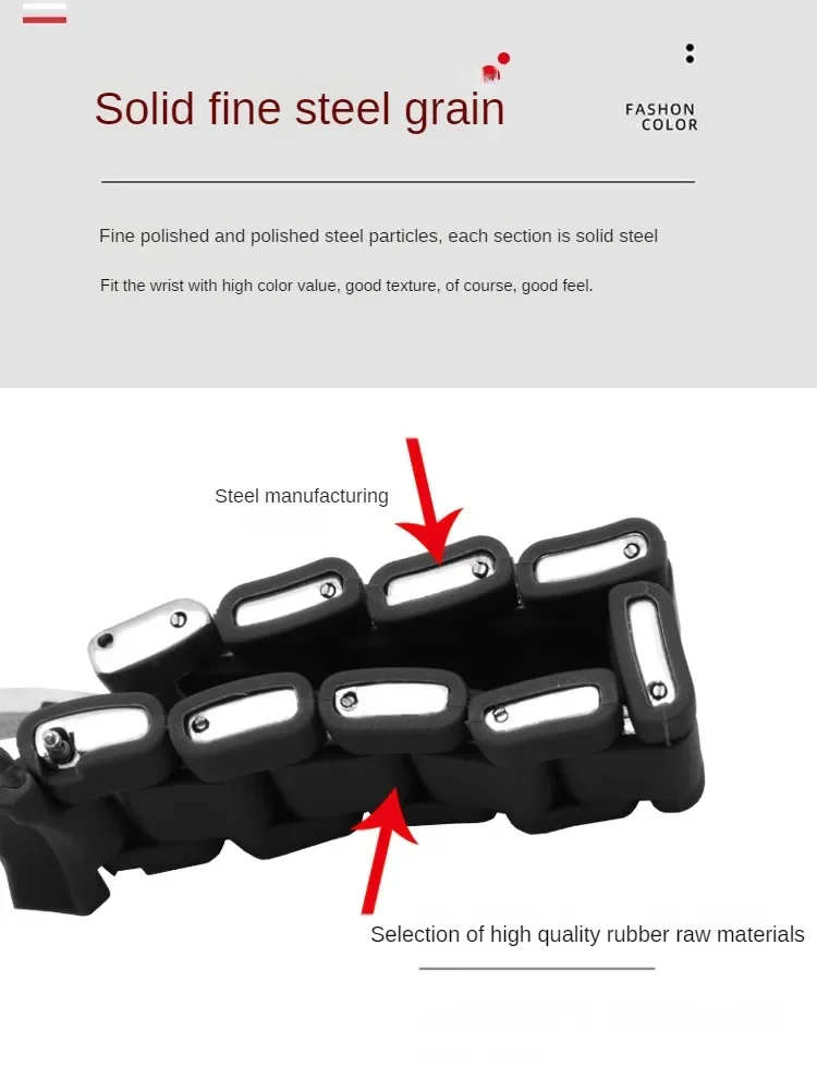 Браслет мужской из нержавеющей стали с силиконовым покрытием для часов в стиле