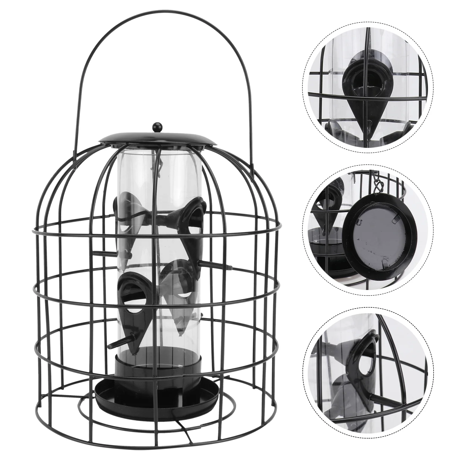 

PC Tube Feeder Bird Large Food Container Feeding Supplies Iron Cage Wild Garden Gardening