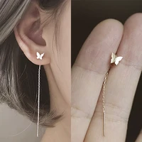 long tassel butterfly drop earrings silver color 2020 fashion hanging women earrings summer jewelry girls party gift