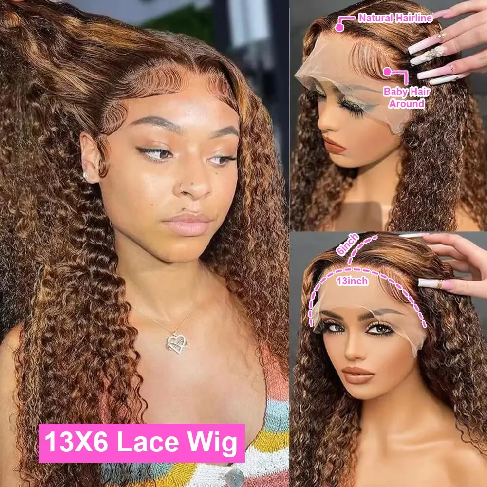 32-дюймовые кудрявые волосы 13x 4 на шнуровке спереди человеческие с эффектом омбре