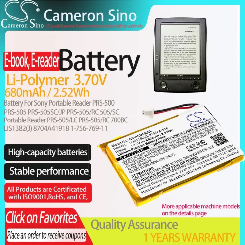 

CS E-book, E-reader Battery For Sony GSR Mx2Drive PRODRIVE,36019A2010,PS10,SPS10-2,SPS10 PRSA-CL1 500U2 Fits 8704A41918 LIS1382