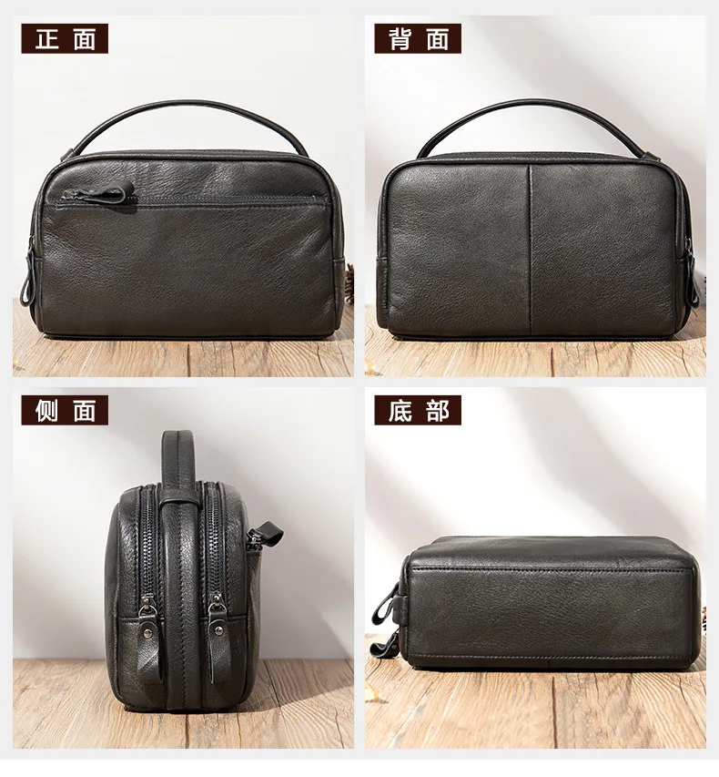 Мужской кожаный клатч деловой большая вместительная мягкая кожаная сумка для