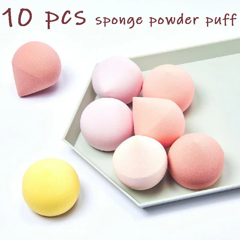 

10Pcs Sponge for Cosmetics Cosmetic Puff Beauty Makeup Women Powder Tools Face Women's Sponges Puffs Make Up Bag Set Foundation