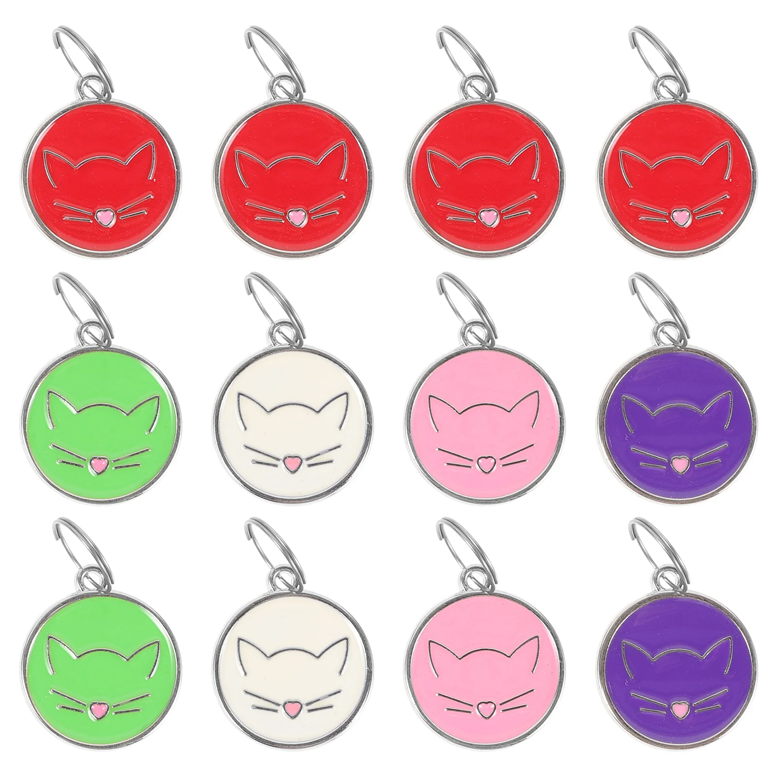 

12pcs Round Pet Name Tags Stainless Steel Pet Collars Cat Tags Kitten Tags