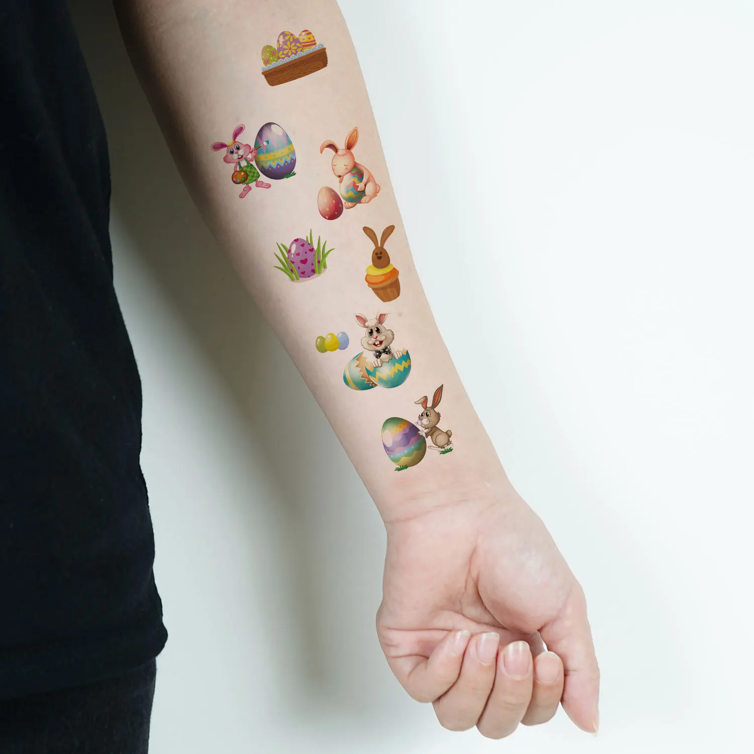 10 шт./набор водостойкие тату-наклейки с рисунком кролика и красочных яиц