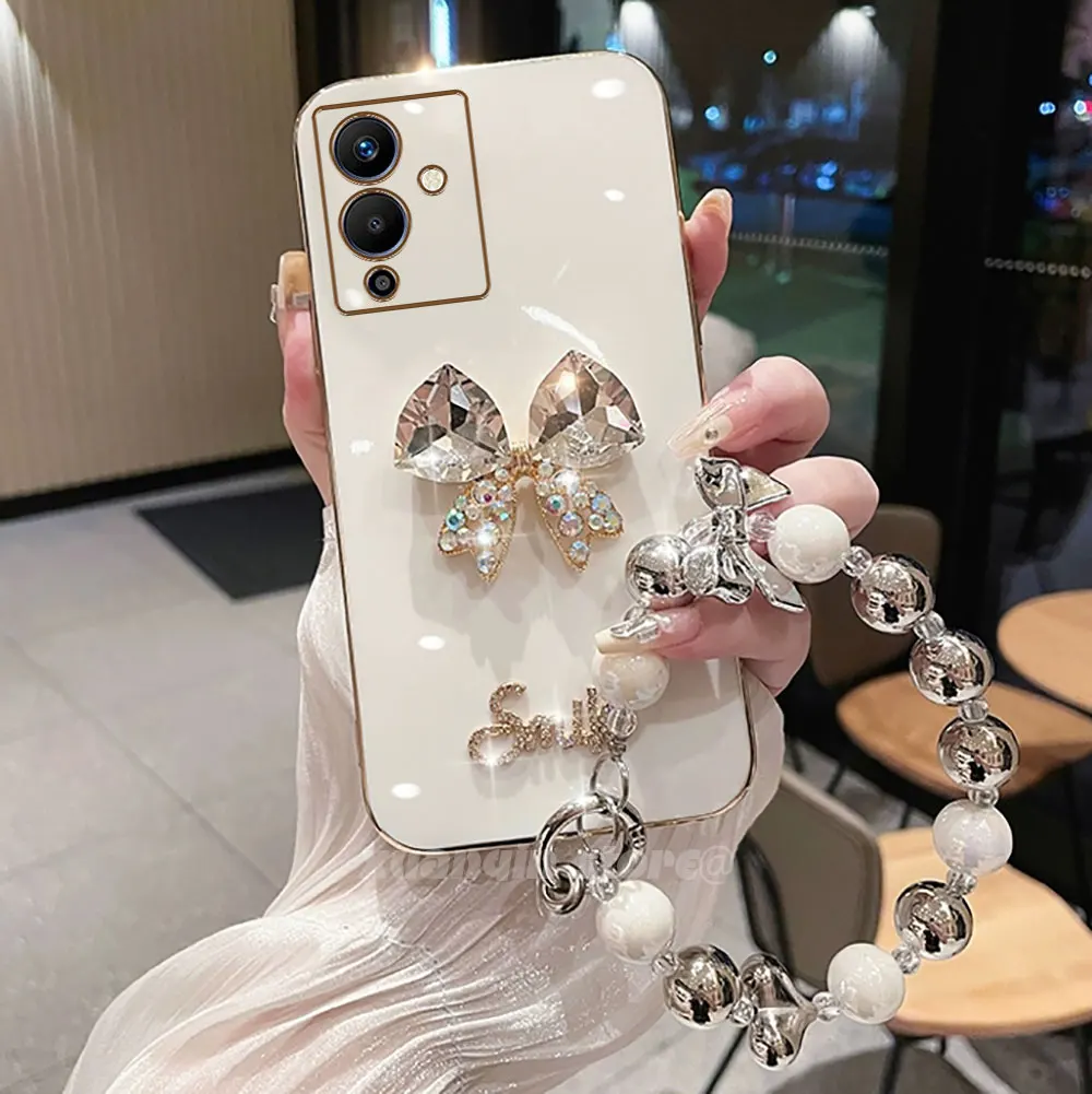 Жемчужный бант на запястье для Infinix Note 12 Pro Чехол телефона X671B Мягкая силиконовая