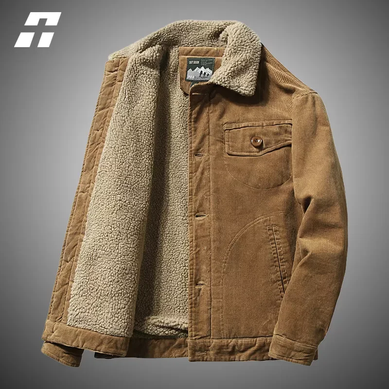 

NEW IN Men's Jackets Fleece Lined Casual Plus Velvet Thick Parkas Outwear Lapels Fur Collar Jacket Men Windbreak Male Clothi