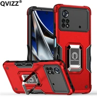 armor shockproof case for xiaomi poco x4 pro 5g soft silicone metal ring stand magnetic phone back cover for poco m4 pro 4g x3
