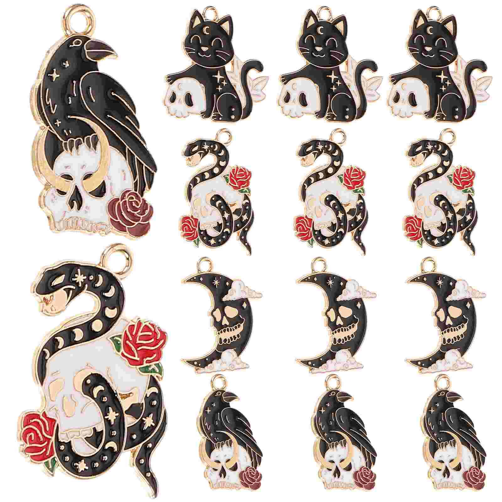 

40pcs Goth Themed Jewelry Charms Cartoon Shaped Pendant Jewelry Making Charms