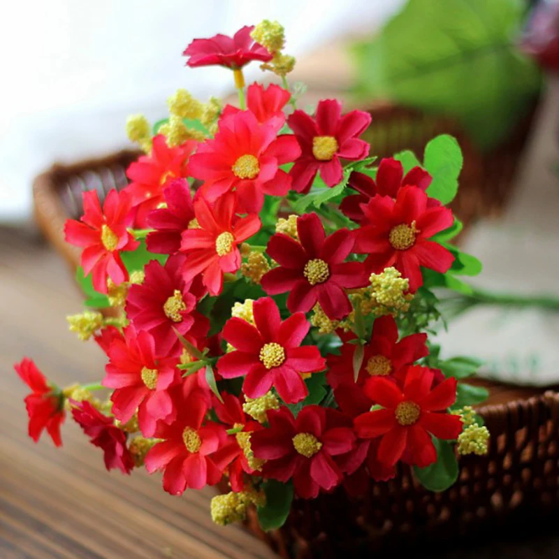 

Daisy Artificial Flowers For Home Decor Bride Birthday Party Valentines Day Christmas Decoration 33cm Wedding Accessories Flower