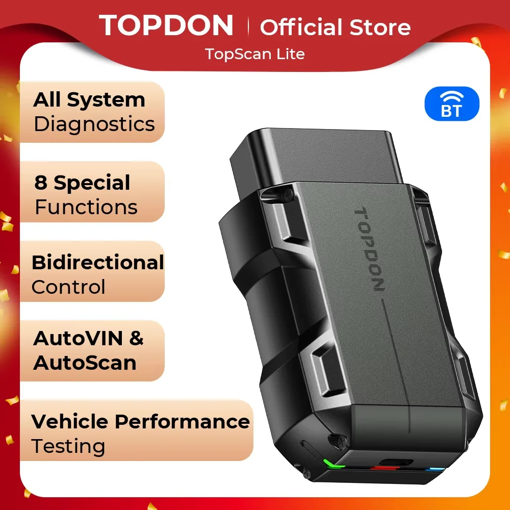 

Сканер TOPDON TopScan Lite, умный диагностический инструмент, руководство по ремонту DTC, Bluetooth, считыватель кодов OBD2