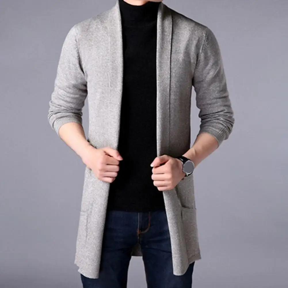 

Men Work Autumn Men All Winter Match Anti-shrink Colorfast Sweater Pure Knitting Men Sweater Color Jacket Cardigan Elastic For