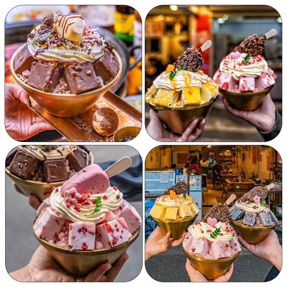 

Stainless Steel Bowl Ice Cream Holder Water Cup Soup Metal Dessert Cold Noodle Ramen