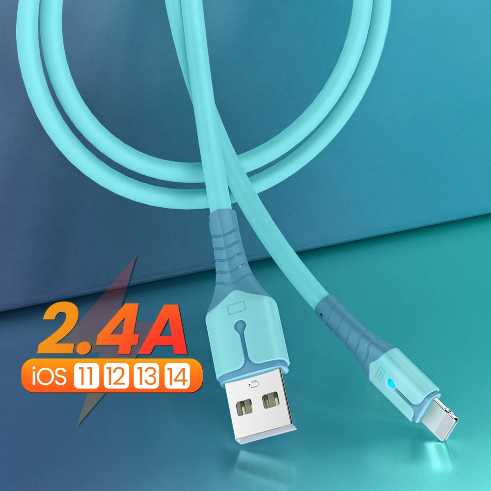

Fasting Charging USB Cable For iPhone 13 12 11 Pro Max XS X 8 7 6s Liquid Silicone Data Cord Mobile Phone Charger Lighting Cable
