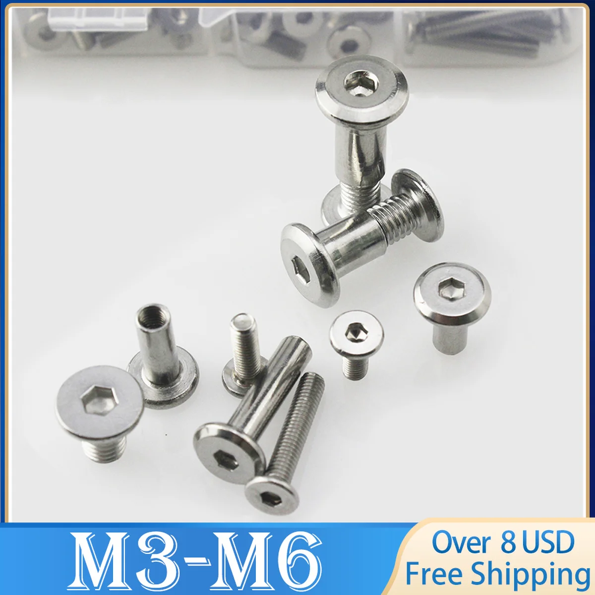 

M3 M6 Ultra Thin Head Srews Large Flat Hex Hexagon Socket Head Nuts Connector Rivet Furniture Table Cot Bed Round Insert Nut Set