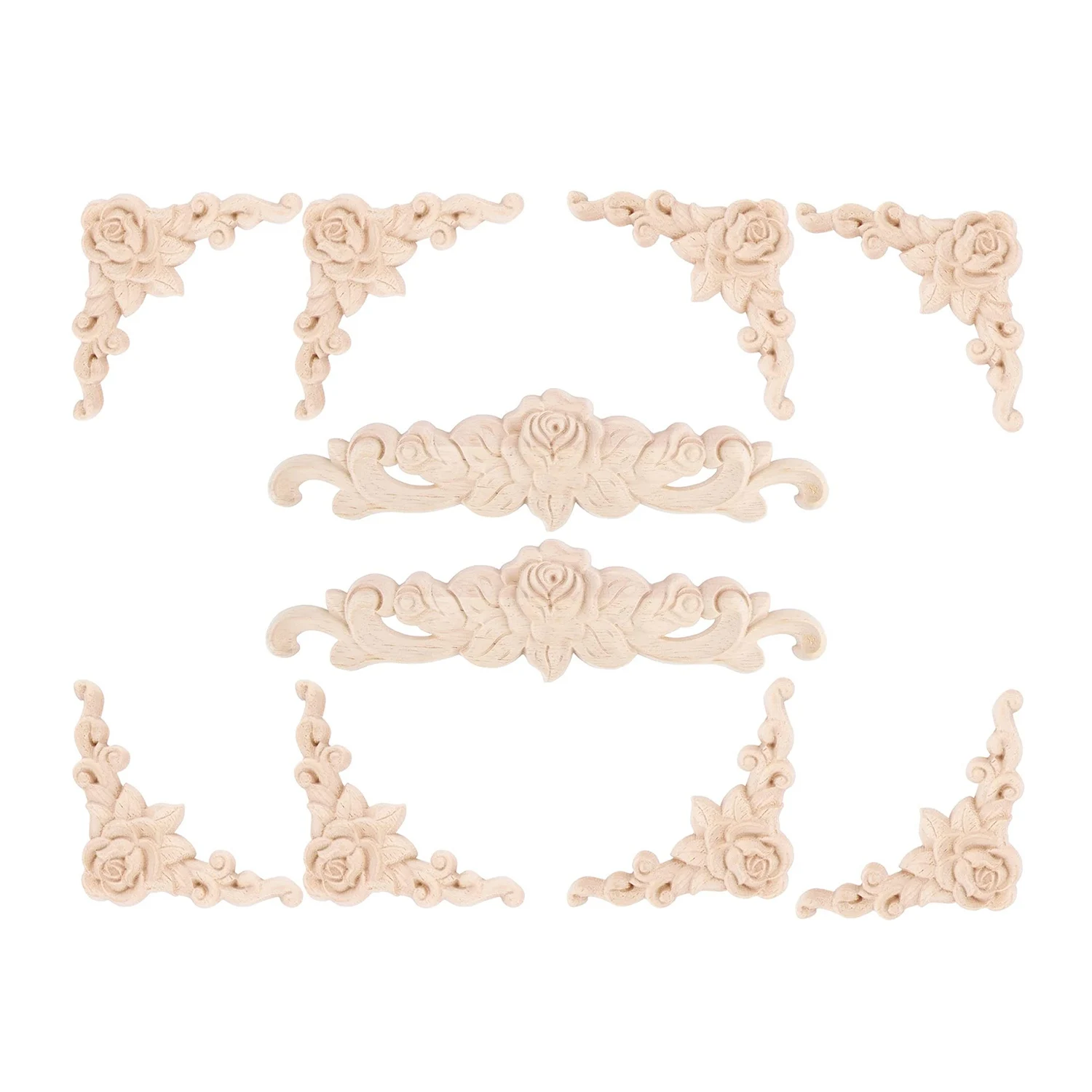 

10 шт., резная настенная декоративная аппликация из дерева