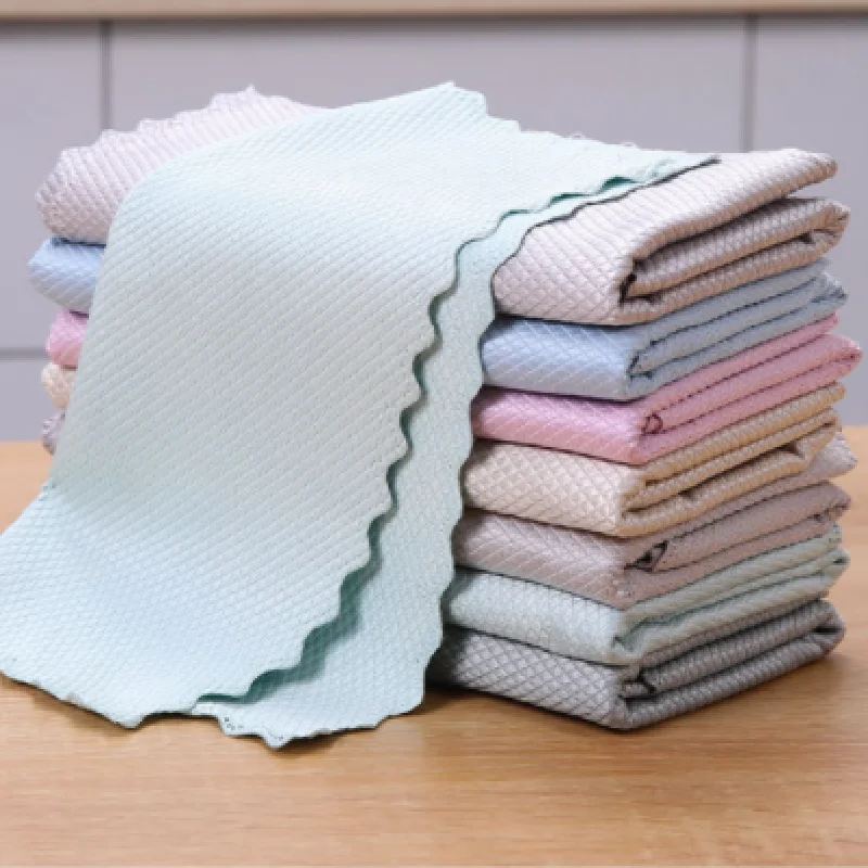 

5/10 Pcs Fish Scale Cleaning Cloth Degreasing Stain Lint Free Absorbent Wiping Rag Glass Windows Cars Mirror Pan Oven Towel