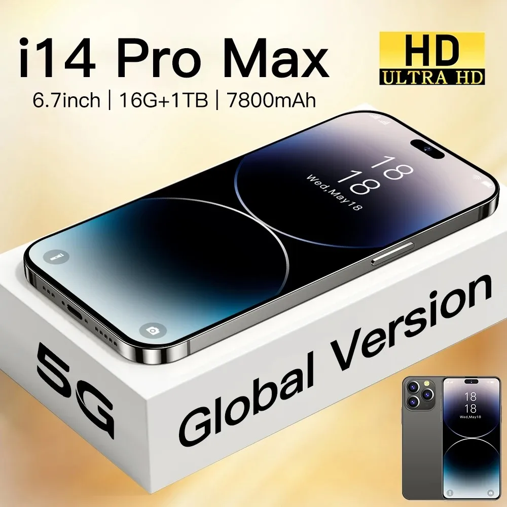 

Совершенно новый смартфон I14 Pro Max, безрамочный дисплей 6,7 дюйма, идентификация по лицу, 16 ГБ + 1 ТБ, мобильные телефоны, глобальная версия 4g, мобильный телефон