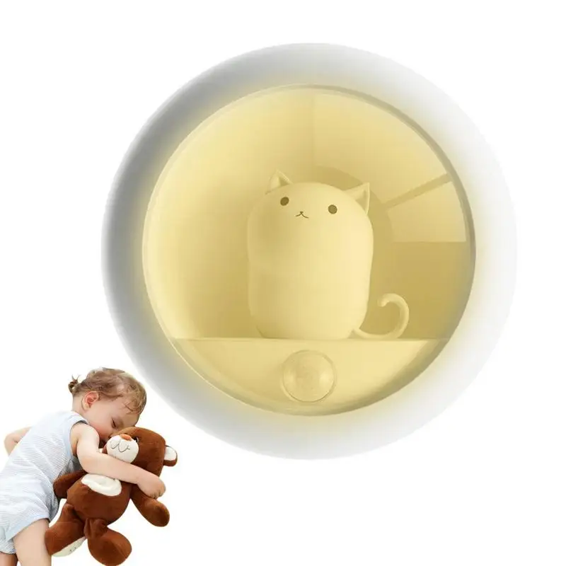 

Перезаряжаемая Милая Ночная подставка в виде кошки для коридора с датчиком движения