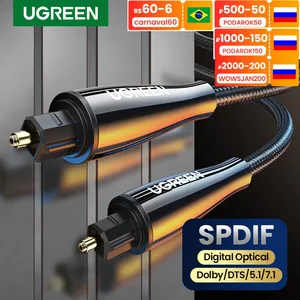 Цифровой оптический аудиокабель Ugreen Toslink, 1 м, 3 м, коаксиальный кабель SPDIF для усилителей, Blu-ray проигрывателей, X-Box 360, оптоволоконный кабель для звуковой панели
