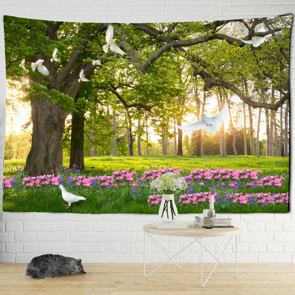 Каменная дорога в лесу гобелен 3D лесной пейзаж настенная подвеска богемном стиле