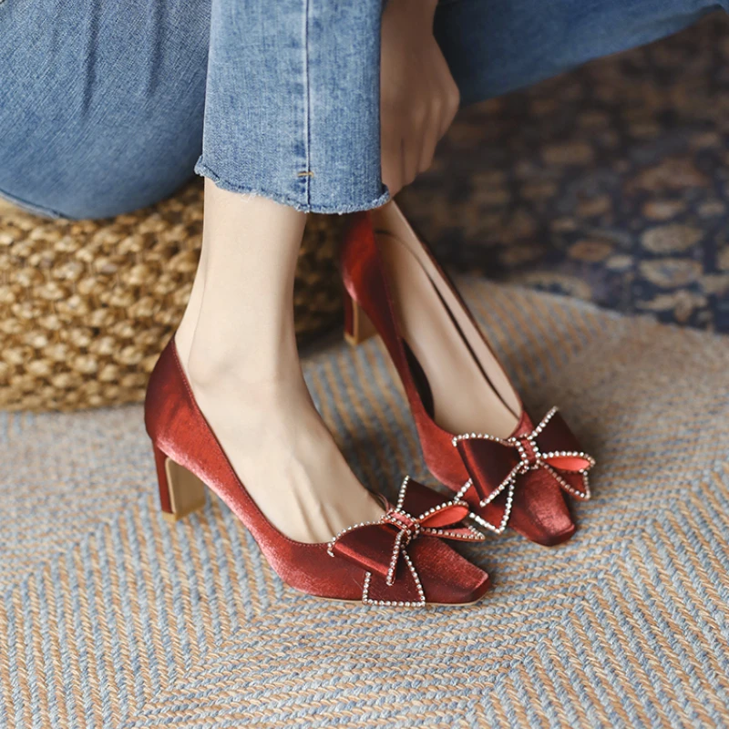 New Women's Shoes Spring Summer High Heels Luxury 2023 Trend Black High Heels Elegant Sandals Rhinestones