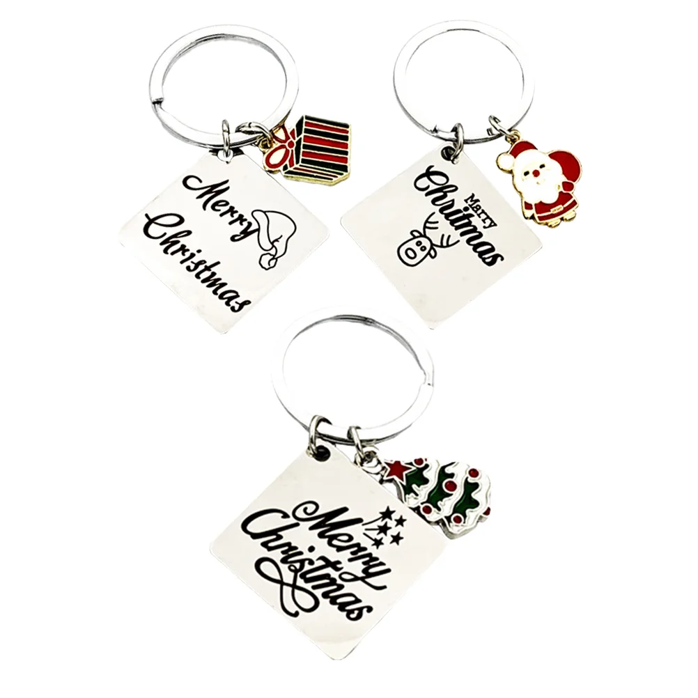 

3pcs Christmas Theme Keyring Creative Keychain Key Holder Xmas Key Decoration