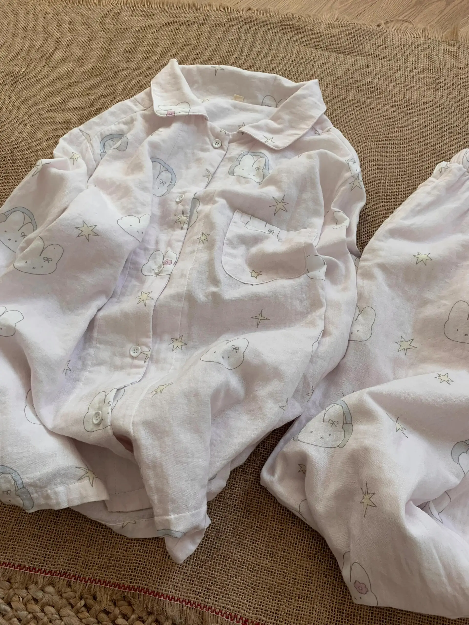 Розовые милые пижамы с принтом кролика для девочек женские весенне-осенние