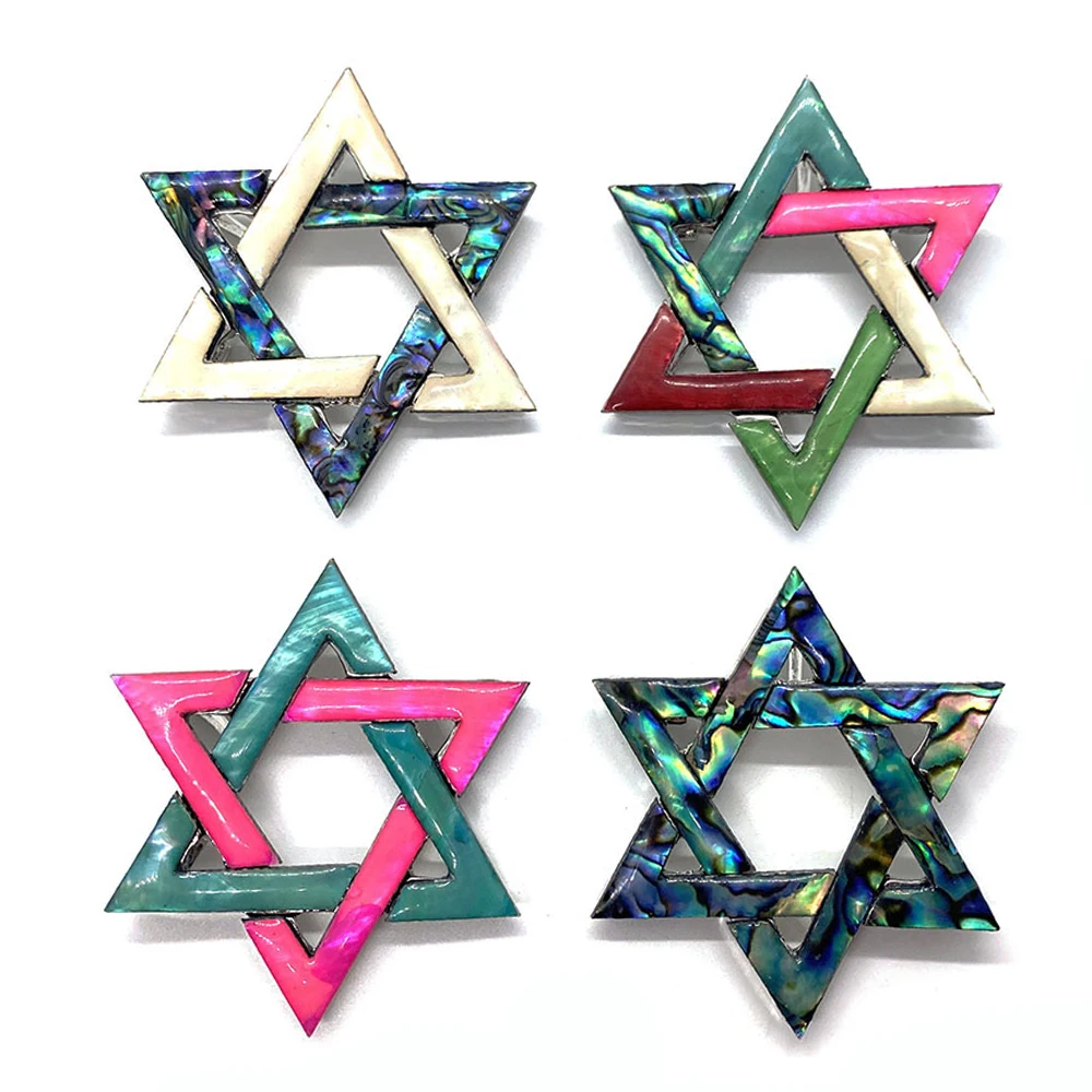 

Natural Shell Star Shape Brooch Necklace Pendant Abalone Shell Mother of Pearl Hexagonal Pendant Scarf Buckle Jewelry DIY Making