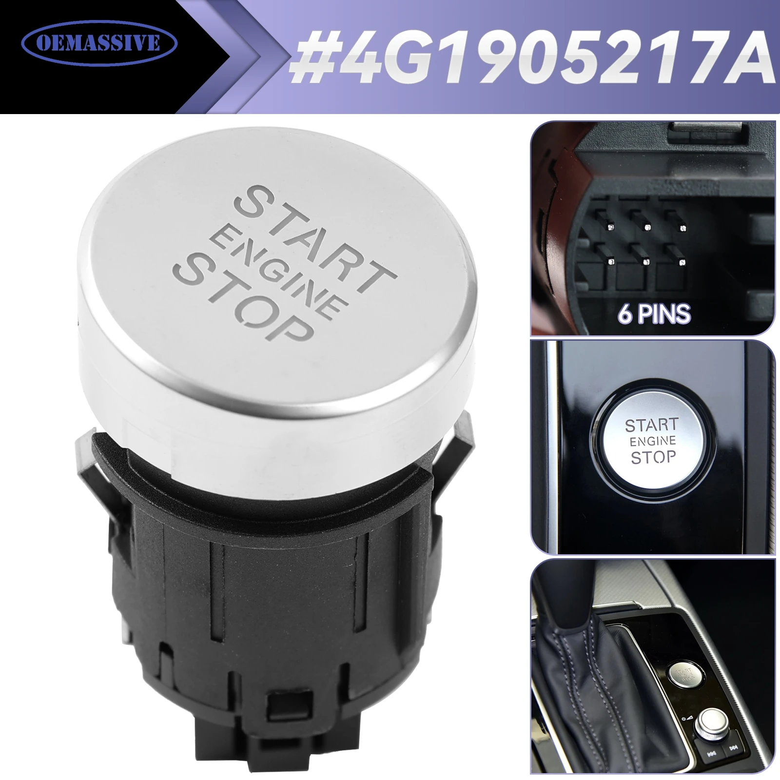 

Хромированный переключатель зажигания двигателя для Audi 2012-2018 A6 C7 S6 A7 RS7 4G 1905217 A 4G1 905 217 Автомобильные аксессуары