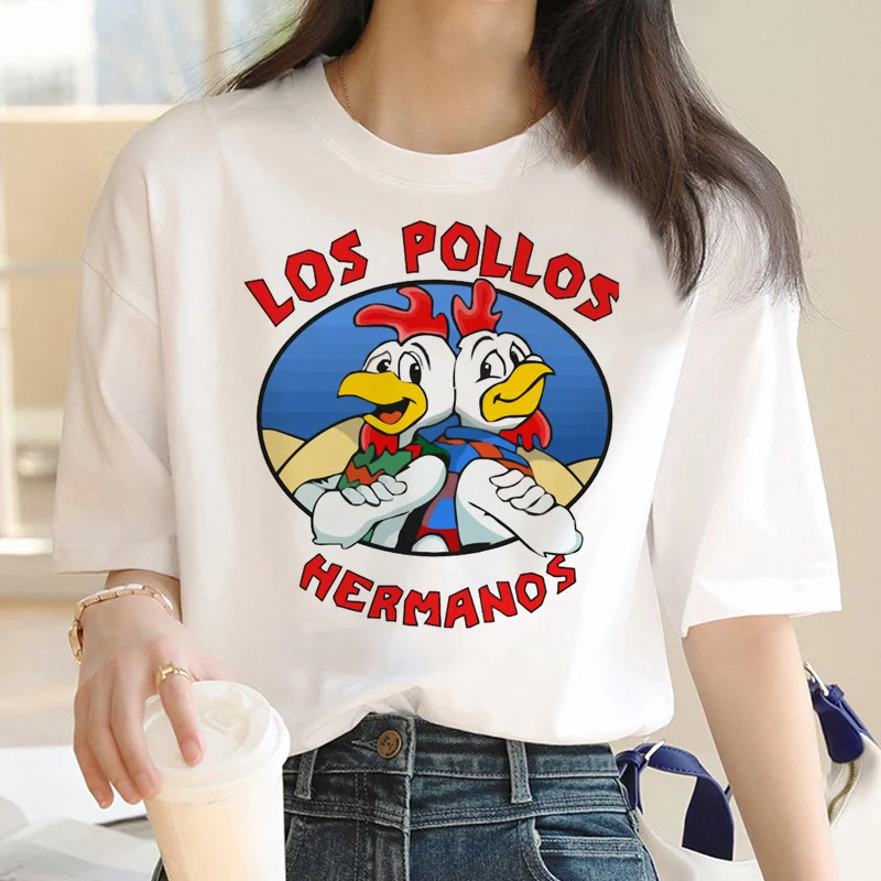 

los pollos hermanos t-shirt clothes male white t shirt anime funny japanese top tees graphic