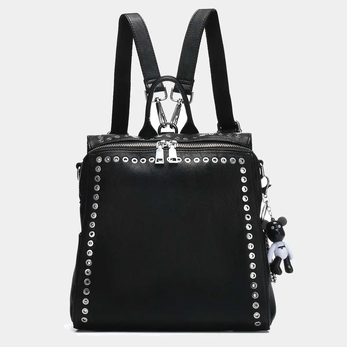 

2022 New Ladies Anti-theft Backpack Rivet Convertible Shoulder Bag Casual Backpack Fashion Business Schoool Bag for Women Girl