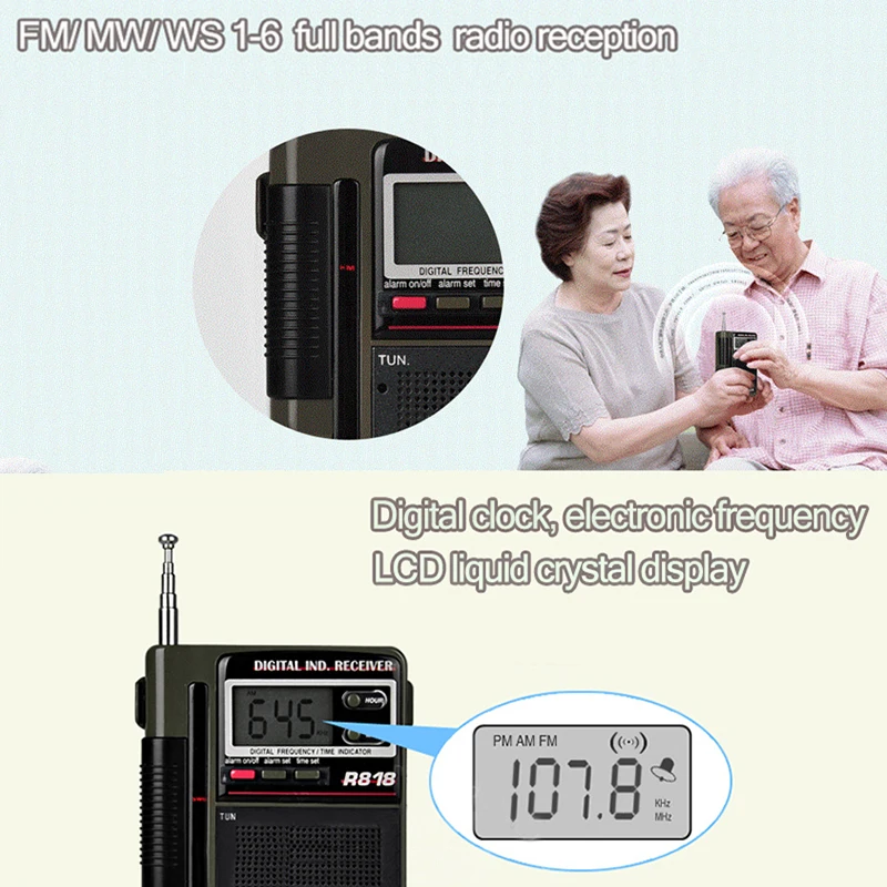 Портативные полнодиапазонные радио карманные FM/MW/SW приемник будильник с