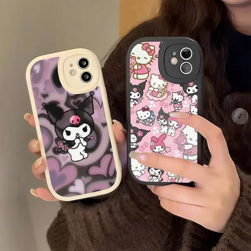 

Hello Kitty Kuromi My Melody Family Phone Case for iPhone 13 12 11 14 Pro Max Xs X Xr 7 8 Plus Se Hard Leather silicone Cover