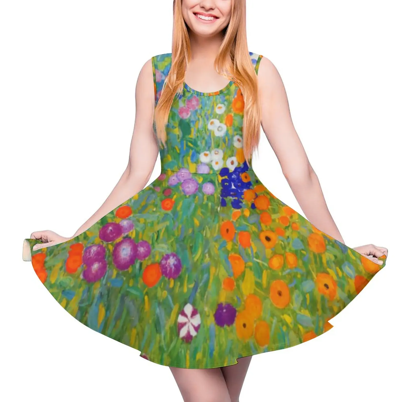 

Flower Garden Dress Botanical Art Print Club Dresses High Waist Casual Oversized Skate Dress Women Graphic Vestido