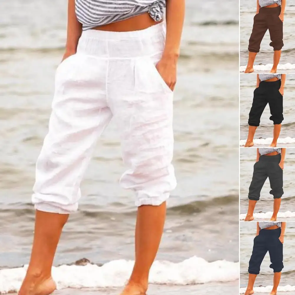 

Women Capri Pants Casual Capri Pants Women Breathable Stylish Solid Color Calf Length Capri Pants