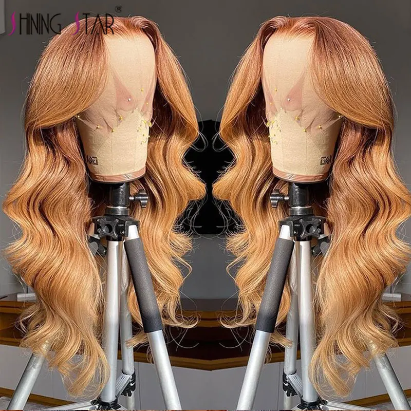 Ginger Blonde Lace Front Wig Body Wave Colored Lace Front Human Hair Wigs 13X4 Blonde Curly HD Lace Frontal Wig Brazilian Hair