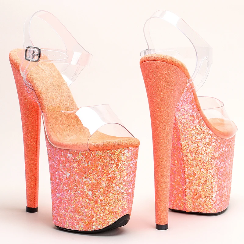 Leecabe 20cm/ 8inches   PVC upper  fashion sexy Glitter  platform high heel   sandals  pole dance shoes
