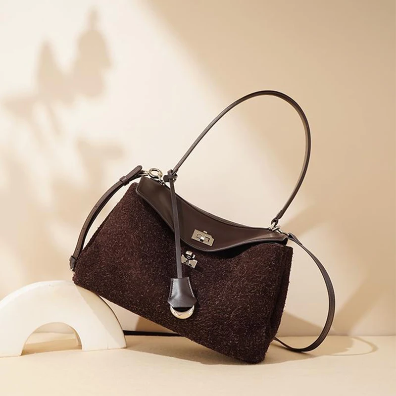 Винтажная матовая сумка подмышки из воловьей кожи большая вместительная Kelly