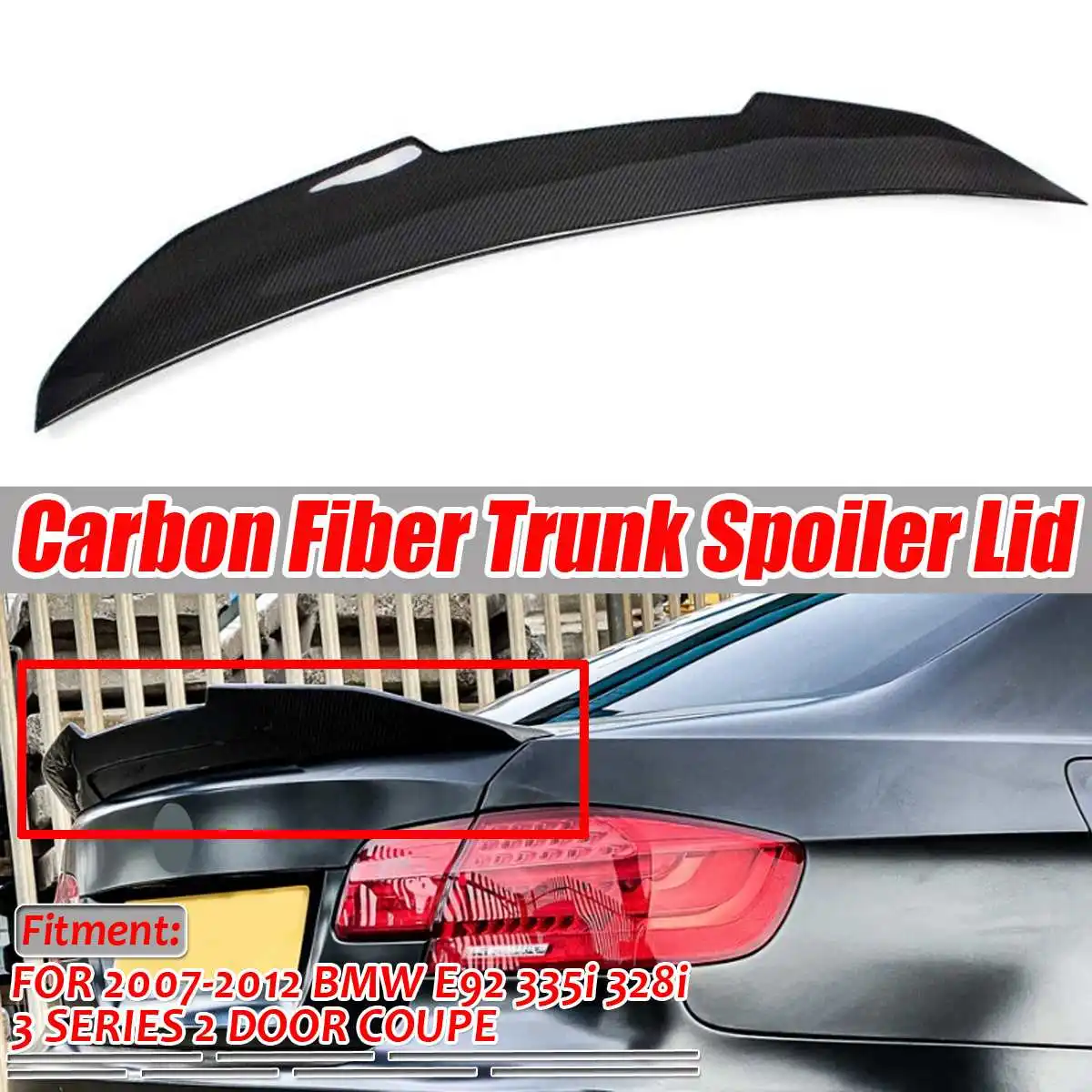 

Real Carbon Fiber Car Rear Trunk Boot Lip Spoiler Wing Lid For BMW E92 335i 328i 3 SERIES 2 DR COUPE 2007-2012 E92 Spoiler Wing