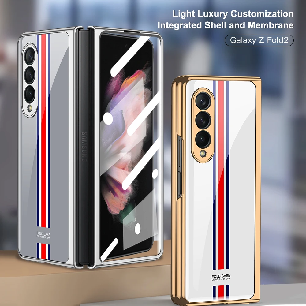 W22 Samsung Folding Screen Phone Case Galaxy Z Fold 3 5G 360°All-Inclusive Electroplating Cover Samaung Galaxy Z Fold 3 5G Cases