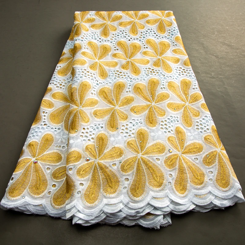 

Nigerian Dry Cotton Lace Fabric Embroidery African Swiss Voile Lace Fabric 2023 High Quality Elegant Party Dress for Women A3477