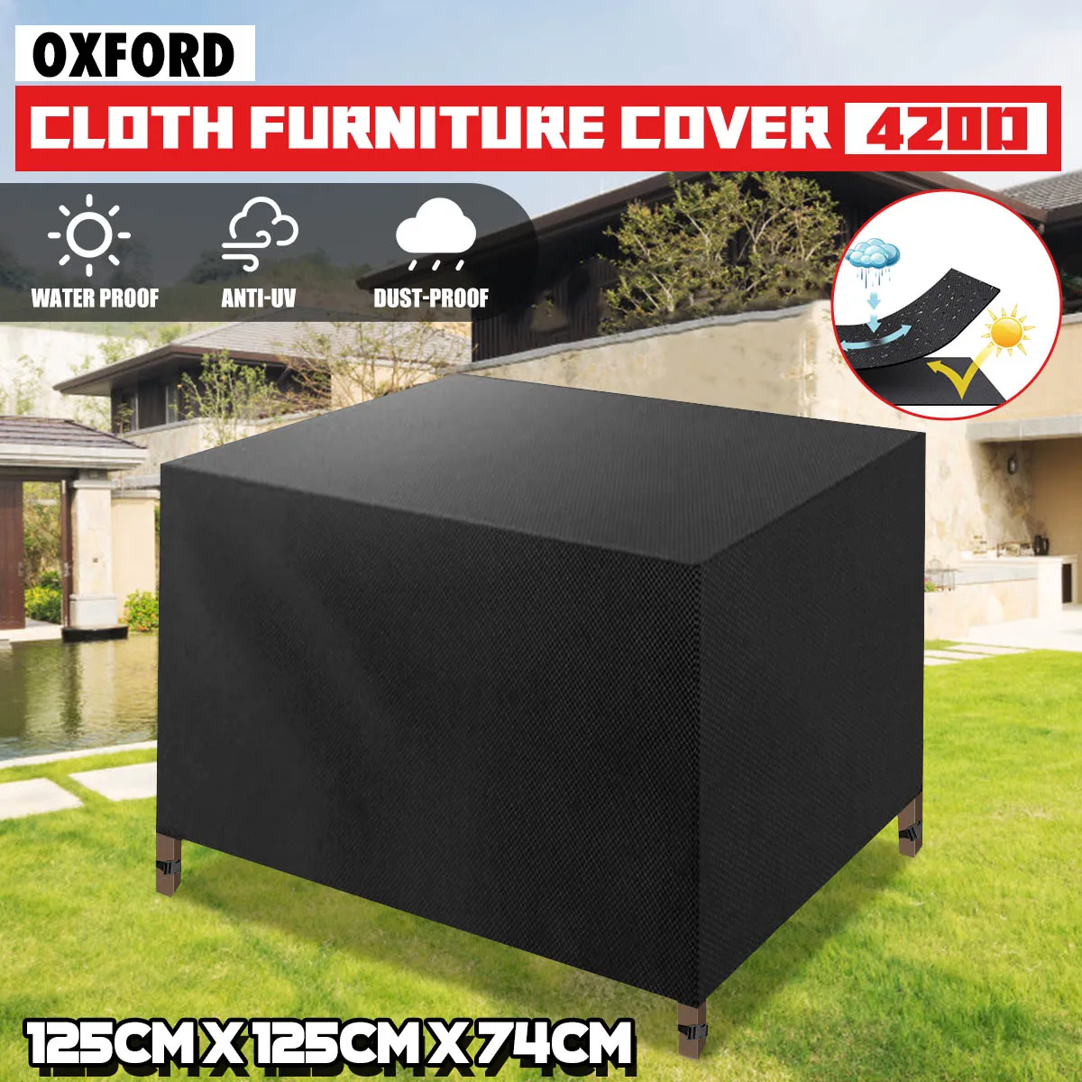 

Waterproof Outdoor Furniture Cover Patio Garden Table Chair Covers Rain Snow Anti-uv Cover For Sofa Dust Proof 125x125x74cm