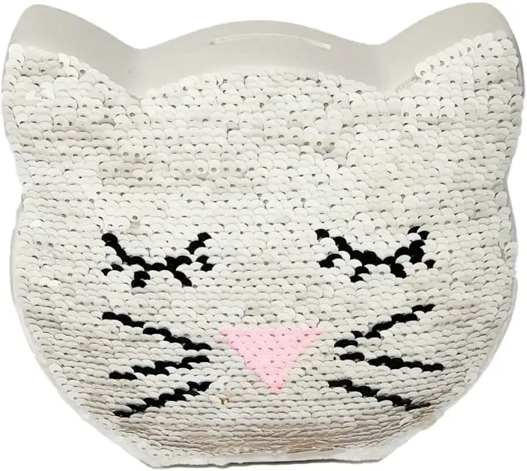 

Cat Piggy Bank With Reversible Flip Sequins Coin Money Bank For Girls With Rubber Stopper
