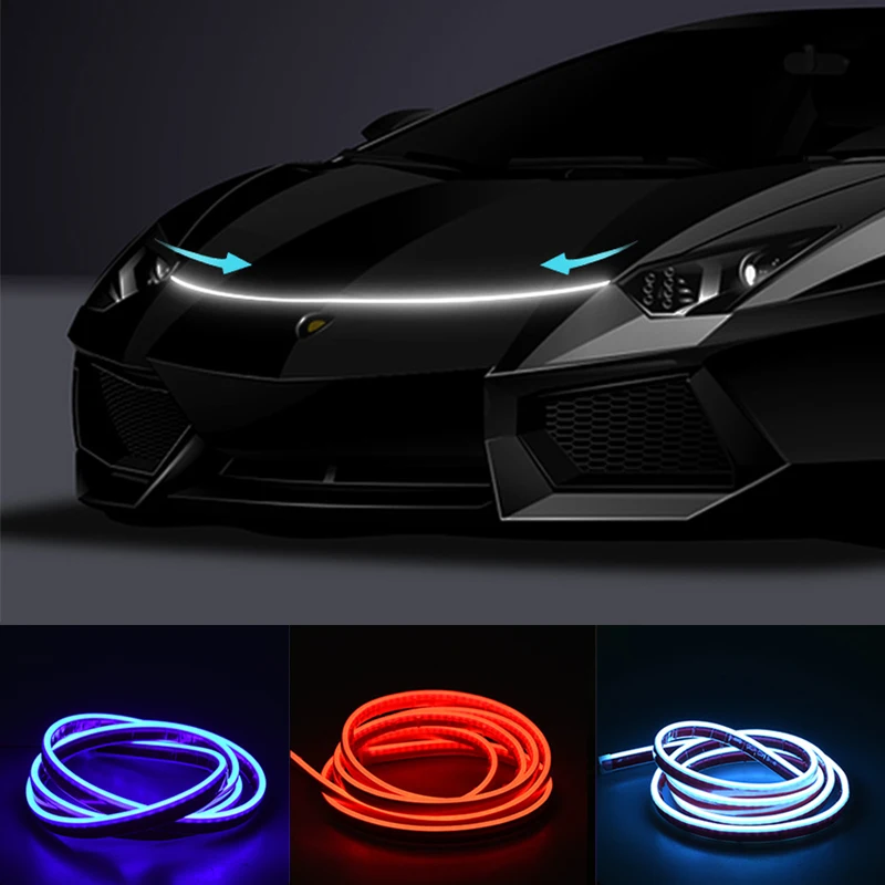 

LED Scan Starting Car Hood Decorative Lamp Universal Automobile Daytime Running Light Dynamic Auto Tuning Headlight Strip 12V