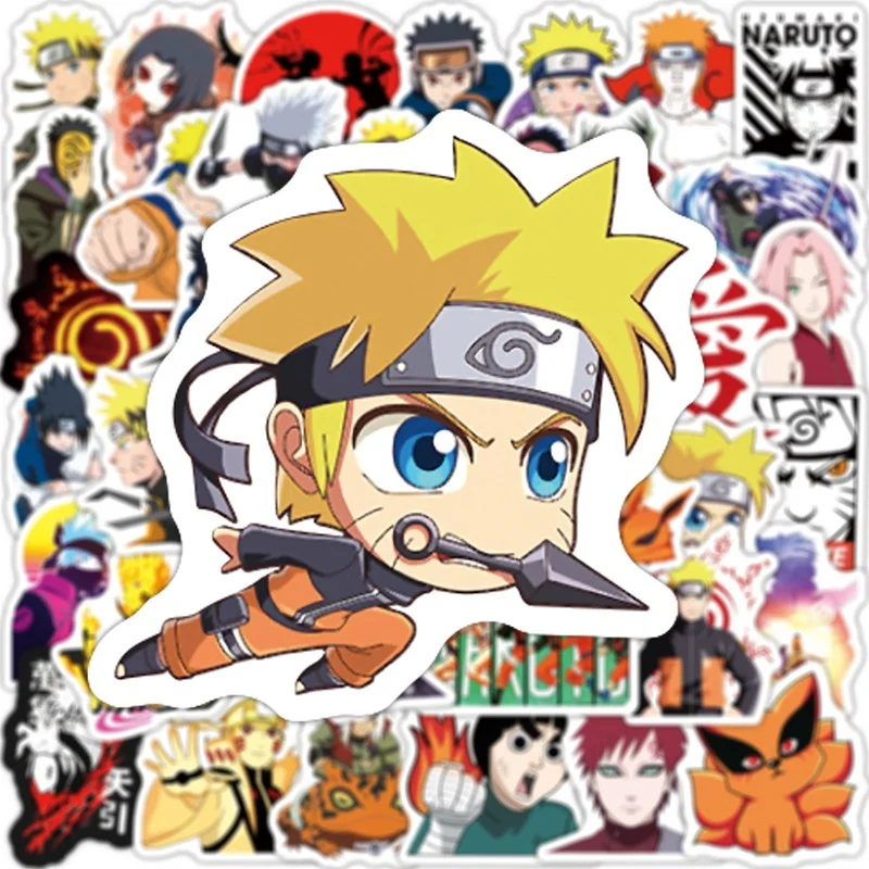 

50 Sheets Anime Naruto Stickers Waterproof Stickers Uzumaki Naruto Luggage Skateboard Guitar Laptop Stickers Kids Toys