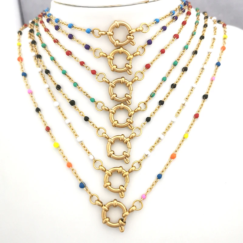 Золотая Цепочка В Стиле Бохо С Эмалированными Бусинами Радужная Застежка Пряжка