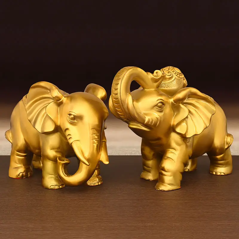 

1pairs Pure Copper Elephant Ornaments Auspicious Living Room Wine Cabinet Decor Home Store Crafts Gifts